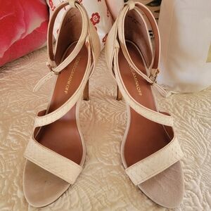 Rebecca Minkoff Cream Textured Strappy Heels